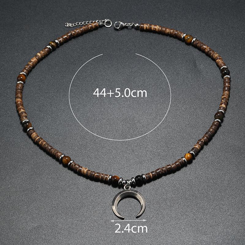 Boho Korálkový Kokosový Vintage Náhrdelník Slitina Doplňky Tyrkysový Půlměsíc Náhrdelník Muži