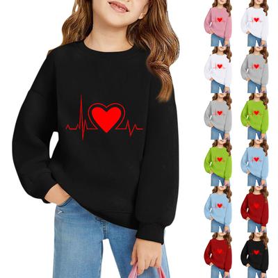 Girls Round Neck Pullovers For Kids Printed Baby Tops Valentine's Day