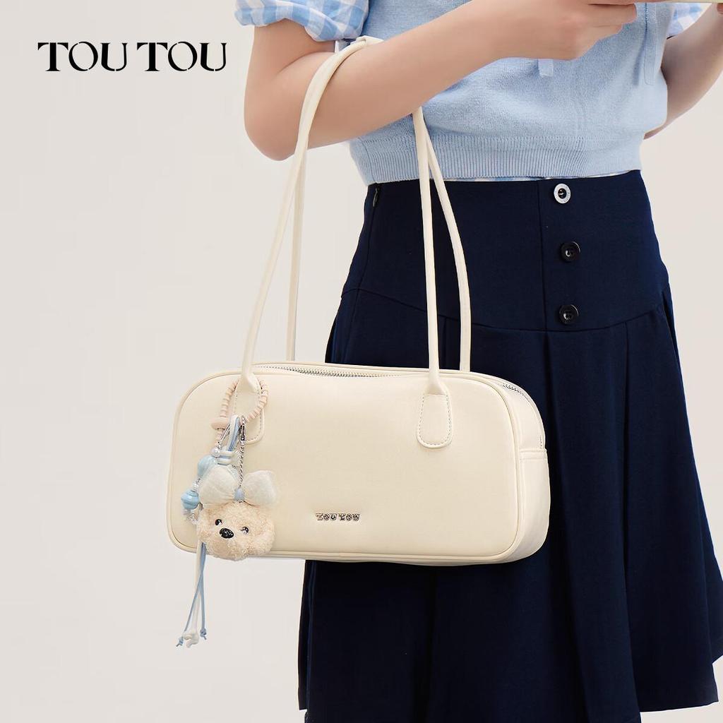 Toutou Shoulder Bag, Bowling Bag, Handbag, Casual Bag, White