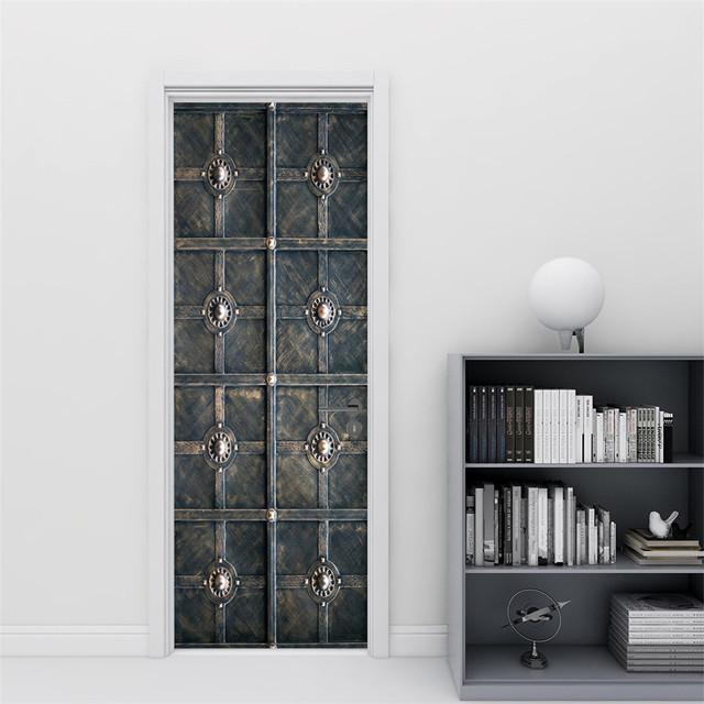 Modern Black Backgroud Door Sticker Self Adhesive Vinyl Retro Cool Pattern Wall Sticker Waterproof Simple Style Home Decor Decal