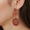 12 Colors Ethnic Vintage Enamel Sun Flower Earrings for Women Elegant Fresh Dangle Earrings Boho Vacation Party Jewelry