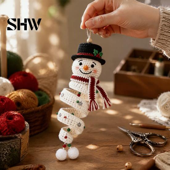 Kit uncinetto fai da te per principianti, Kit gancio da porta pupazzo di neve, Set decorazione da appendere artigianale fatto a mano per le feste, Natale, Parete, Finestra, Festa di Capodanno