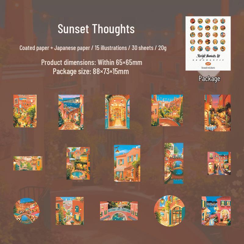 Starlight Life Series: Retro Ketchup Girl Scenery Collage Stickers (Set of 6)