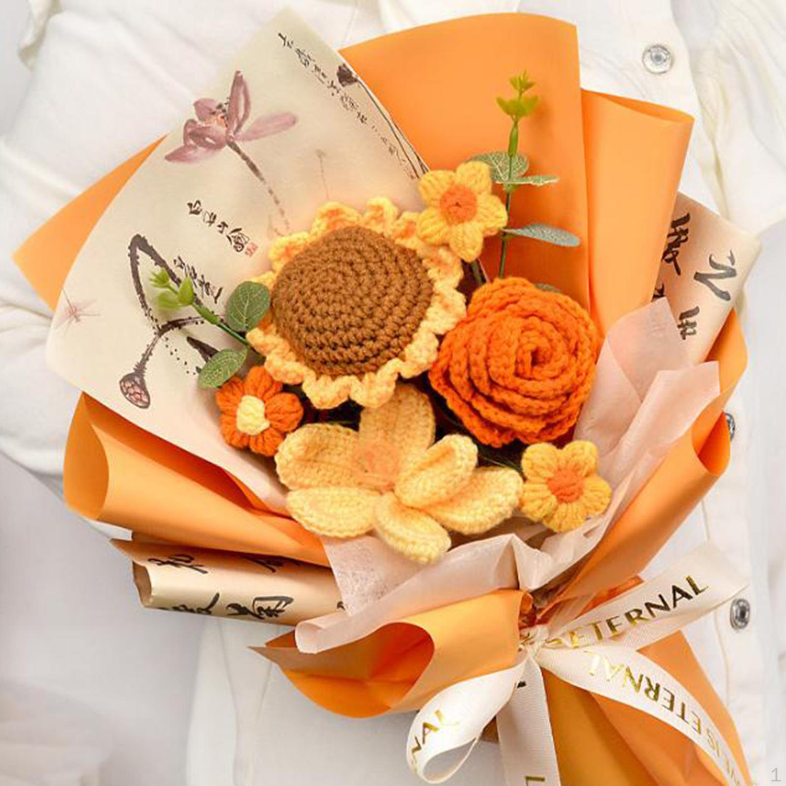 

Букет цветов крючком Вязаные цветы Искусственный домашний декор Декоративный подарок на День матери Вязание Orange Tulip