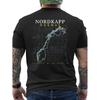 Nordkapp Heren Noorwegen Kaart & Nordkapp Kaap Achterprint T-shirt met Noorse Vlag Ontwerp & Coördinaten (71°10'40.64cm 24°17'88.9cm) - Casual Rond