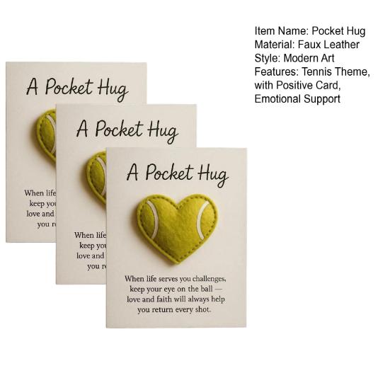 1/2/3Pcs Love Heart Tennis Pocket Hug with Positive Card Emotional Support Heart Shaped Ball Figurine Pocket Token Athletes Sports Fans Gift