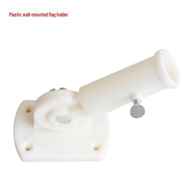 Stainless Steel Wall-Mounted Slanted Flagpole Holder with Red Bracket