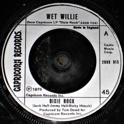 7inch Record WET WILLIE - Dixie Rock 2089013 Capricorn Recor 1975 UK Rock Used