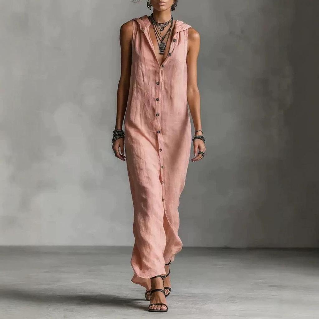 Neues europäisches ärmelloses langes Kleid für Damen - Kollektion 2026