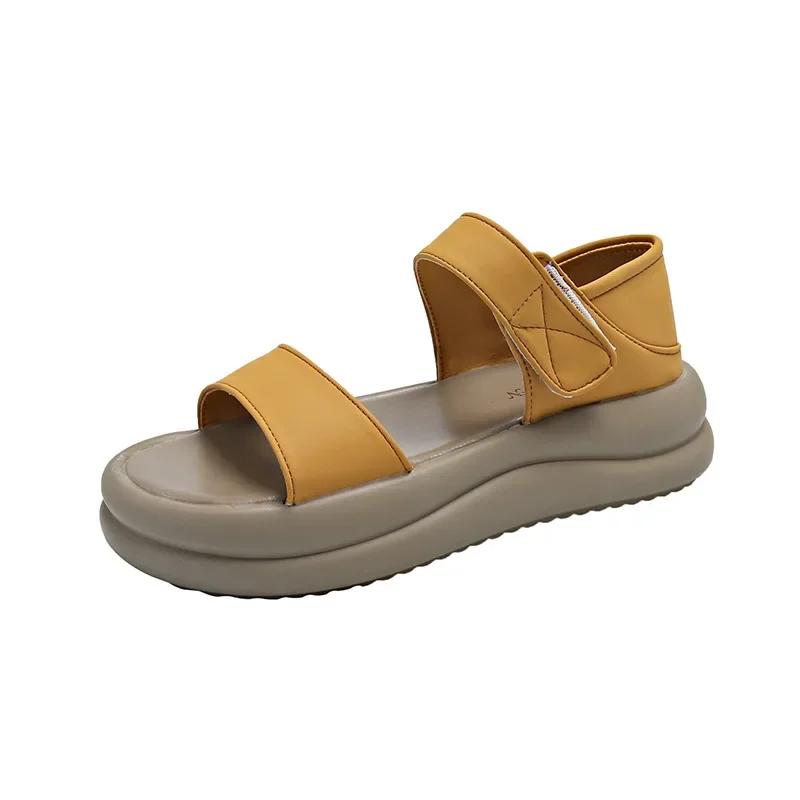 Fashion 2025 Summer New Retro Fashion Round Head Open Toe Sexy Thick Bottom Simple and Versatile Comfortable Casual Women's Sandals
