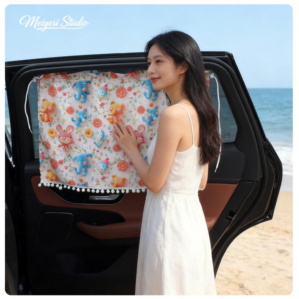 Car Cartoon Sun Shade Curtain - Heat Insulation & UV Protection with Suction Cup