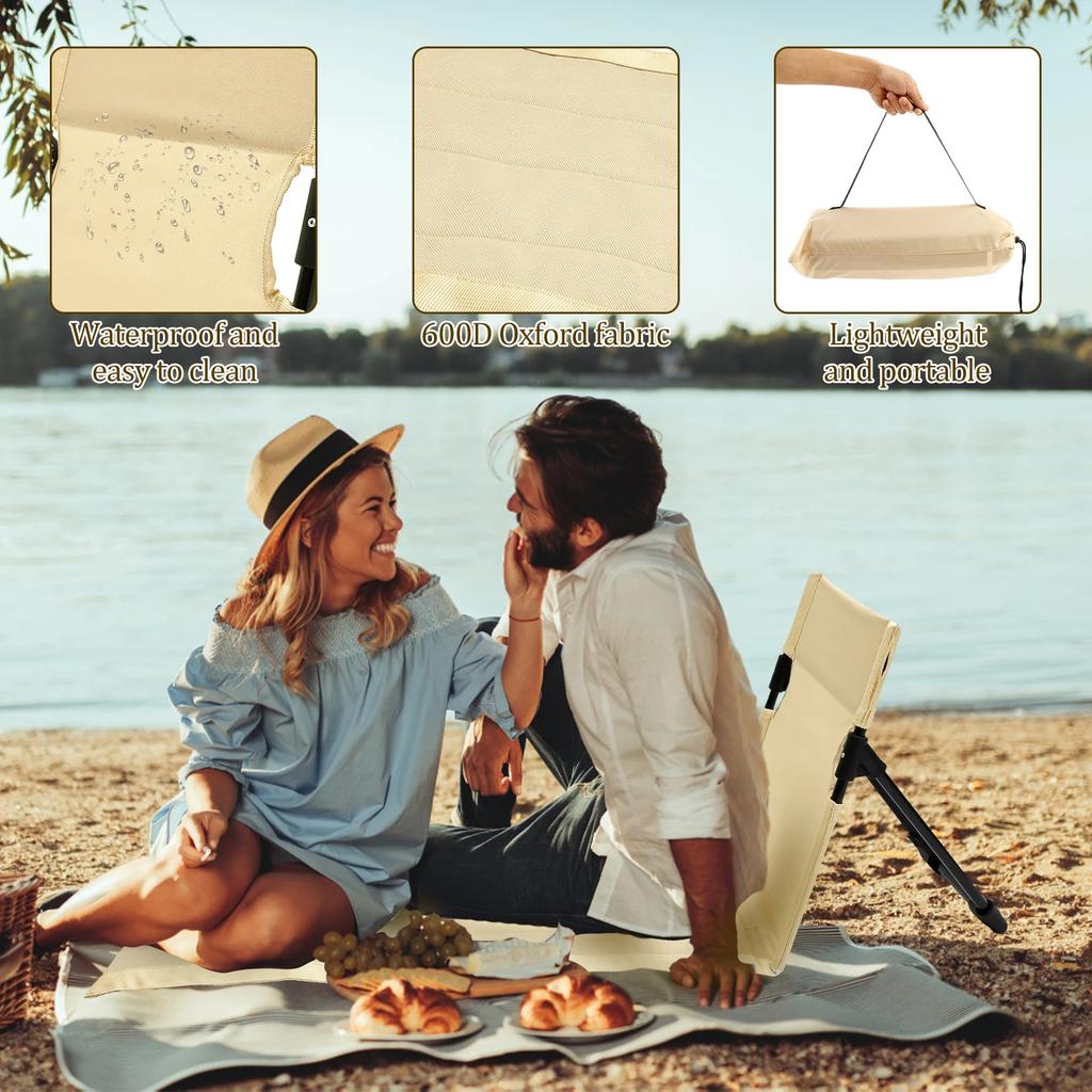 Faltbarer Campingstuhl für den Außenbereich Oxford-Stoff Camping-Bodenstuhl Garten Park Einzelner Faulenzer Stuhl Rückenlehnenpolster Picknick-Rückenstuhl