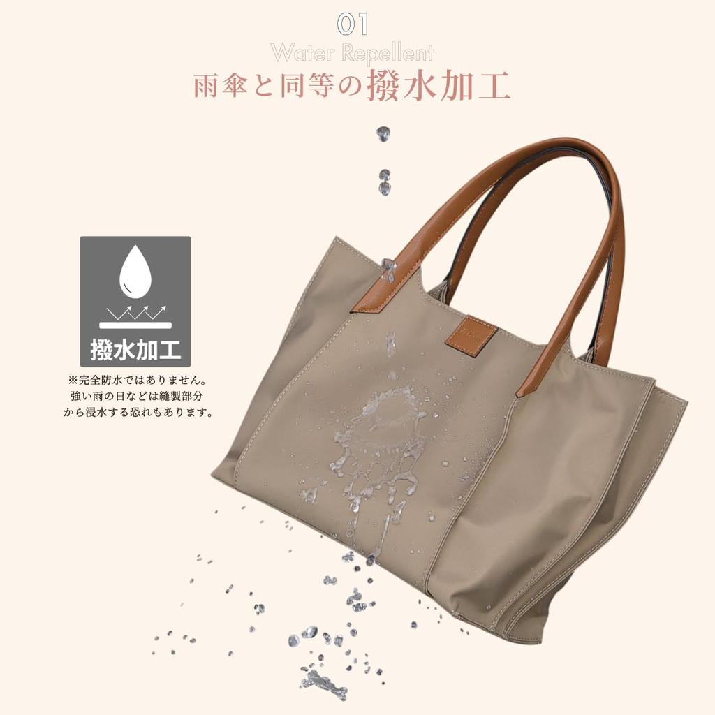 ANDSHIN Women's Lightweight Water-Repellent Nylon Handbag, 2-Way Bag, N0002 (N Gray)
