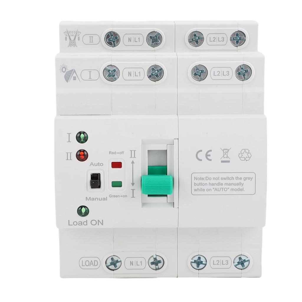   ATS Automatic Manual Transfer   4P 80A Home Generator Dual Auto Selector DIN Rail Mount for PZ30 Distribution Box Super Thin PV Type