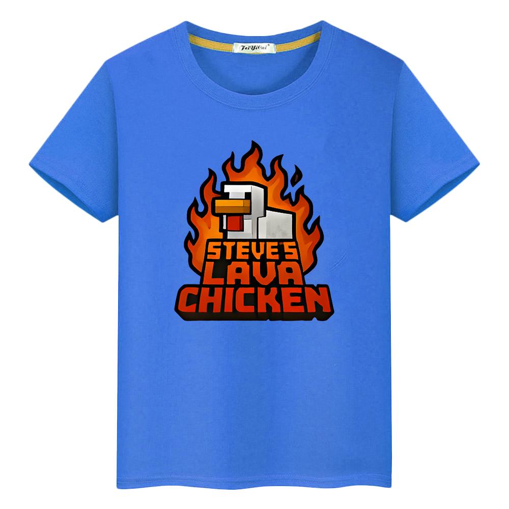 chicken jockey Kawaii t shirt for kids boy 10year 100%Cotton Print Cartoon Tops Anime Short Tees kids clothe girls y2k one piece