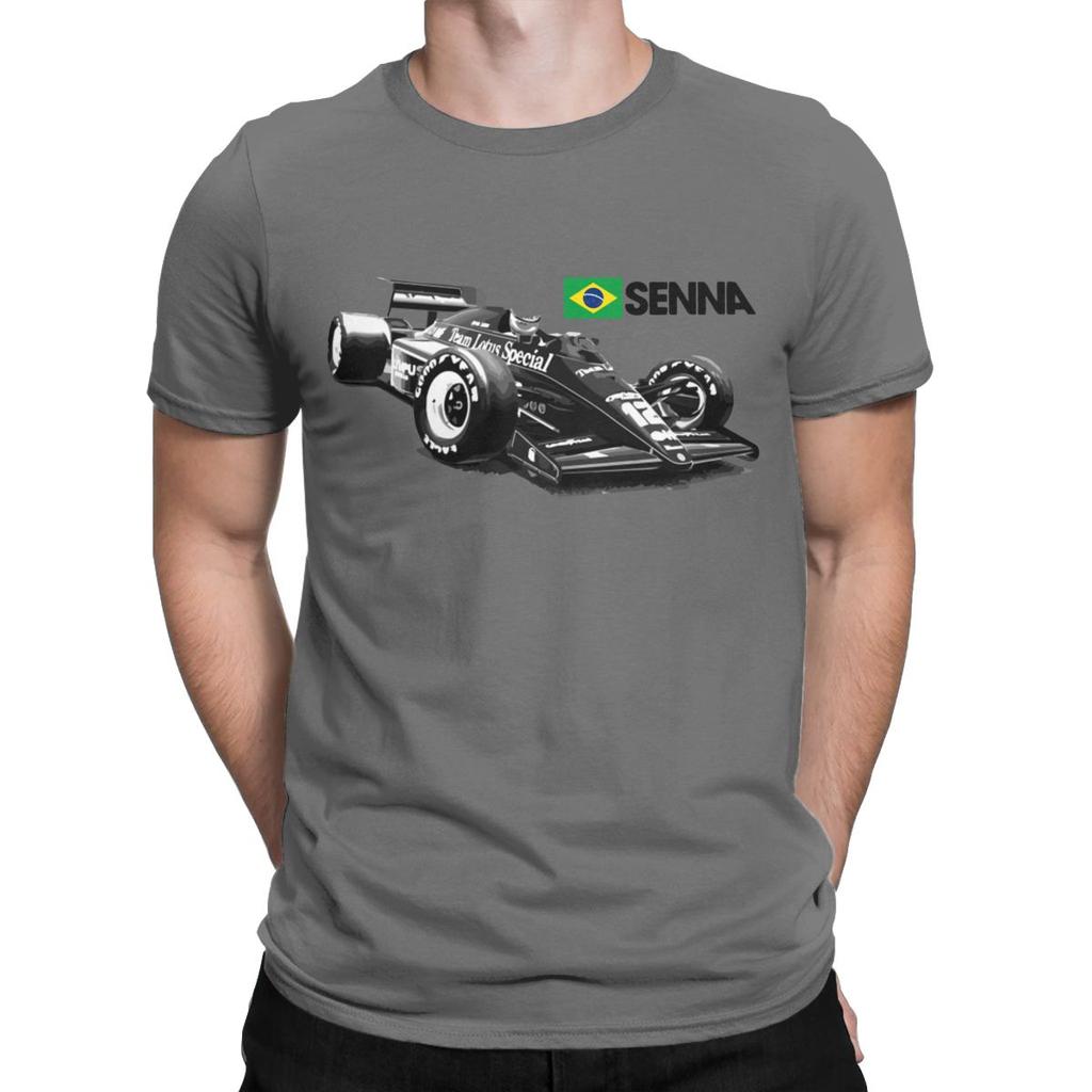 Brazilian Racer Ayrton Senna 97T Car TShirts for Men Vintage Pure Cotton Tees Crew Neck Short Sleeve large size gift Tops