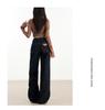 Women's Autumn 2025 Dark Blue High-Waisted Wide-Leg Denim Jeans - Floor-Length, Slimming, Versatile, Stylish
