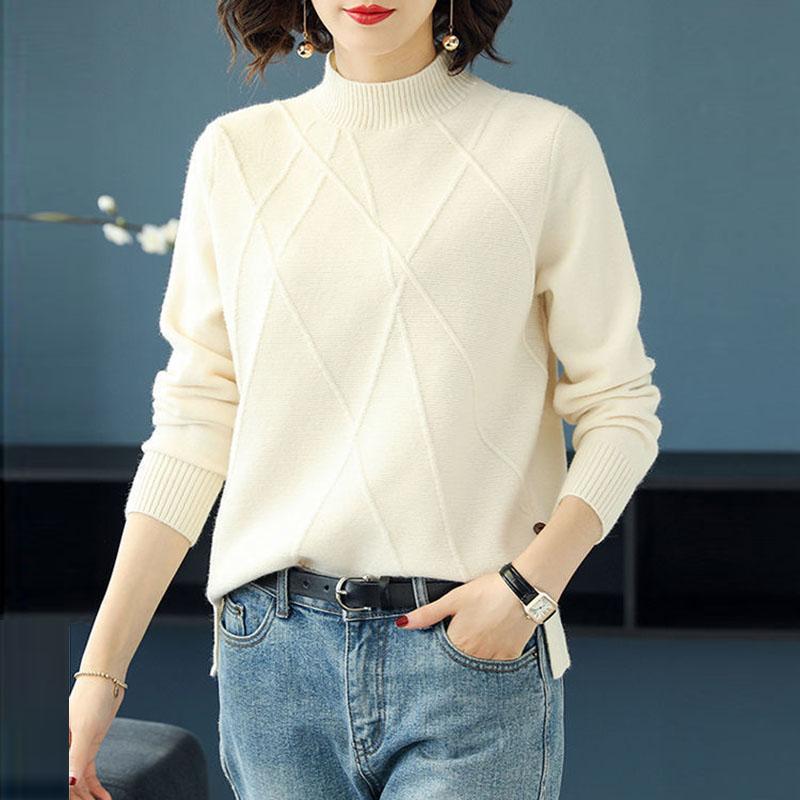 Sweater Women Autumn Winter Half Turtleneck Sweater Women Short Loose Korean Fashion All-match Knit Bottoming Sweaters