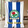 Blackburn Rovers Football Custom Name Text Flannel Blanket Soccer Logo Personalized Fleece Throw Blanket Special Gift For Sofa Bedroom Home