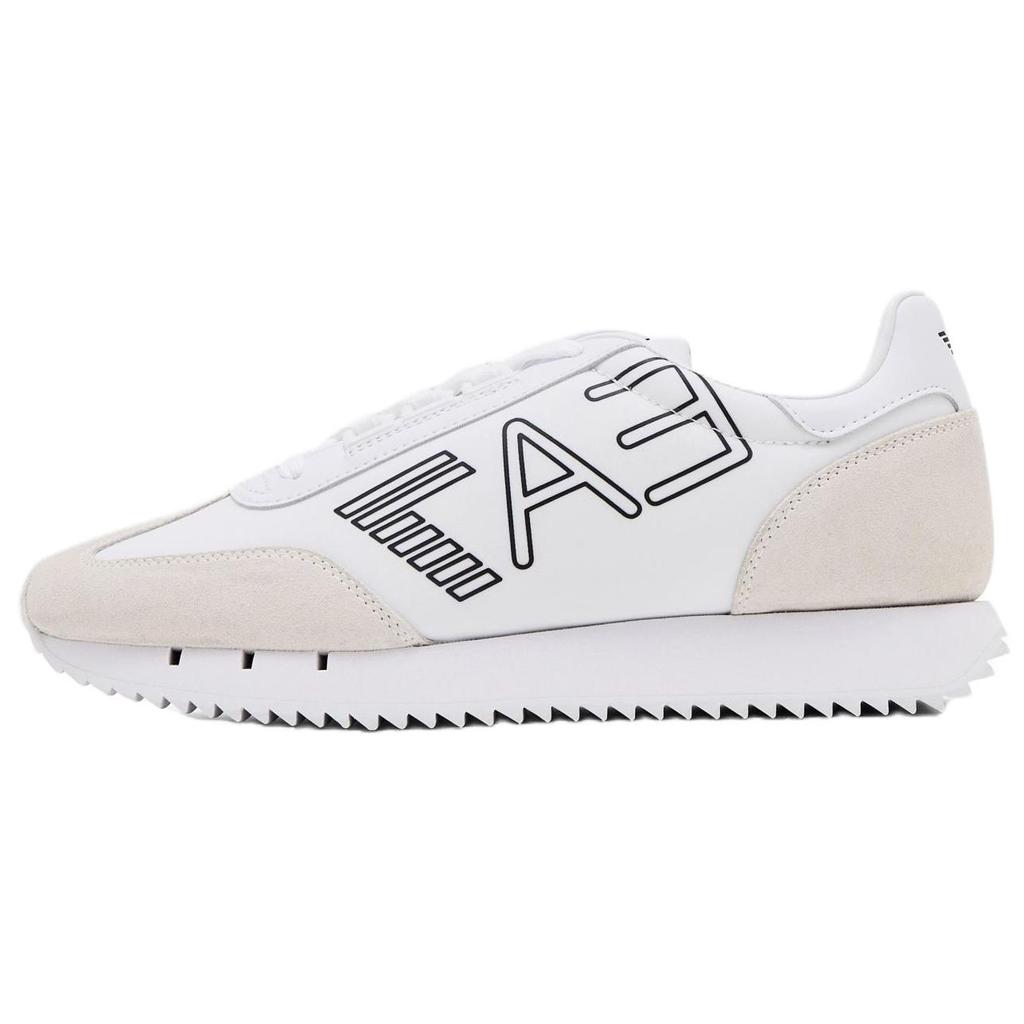 Emporio Armani EA7 PU Polyester Leather Nylon Round Toe Lace-Up Flat Low-Top Casual Shoes Unisex Sneakers White X8X101XK257U426