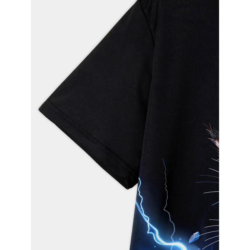 Kungfu Cat Lighting T-Shirt For Boys Kids Clothes Children's Boy's Clothing Short Sleeve Tops Top Shirts 2024 T-shirts Child Tee