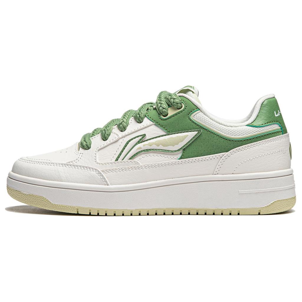 New LiNing Tianji Slip Resistant, Abrasion Resistant, Lightweight, Breathable Low Top Skateboard Shoes Women's White Green AGCU096-1