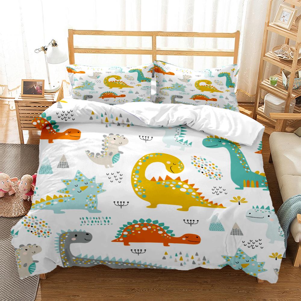 Comforter Cartoon Dinosaur Hd Print Polyester Bedding Setsteens Boy Girl Or Adults For Beds King Size Bedding Set