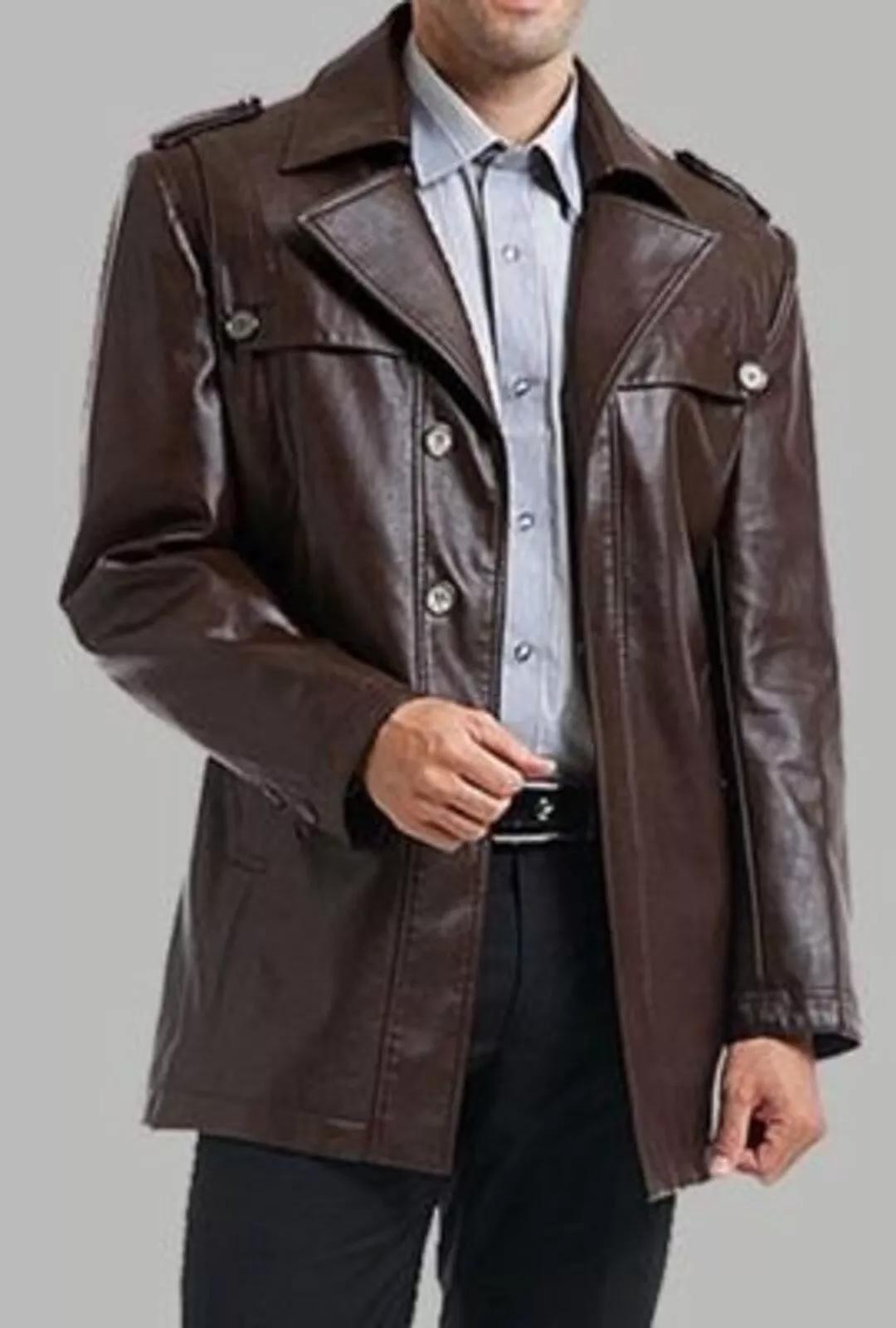 

Тренч из овчины Модный Стильный Формальный Повседневный Коричневый Мужской Натуральный 3XL коричневый