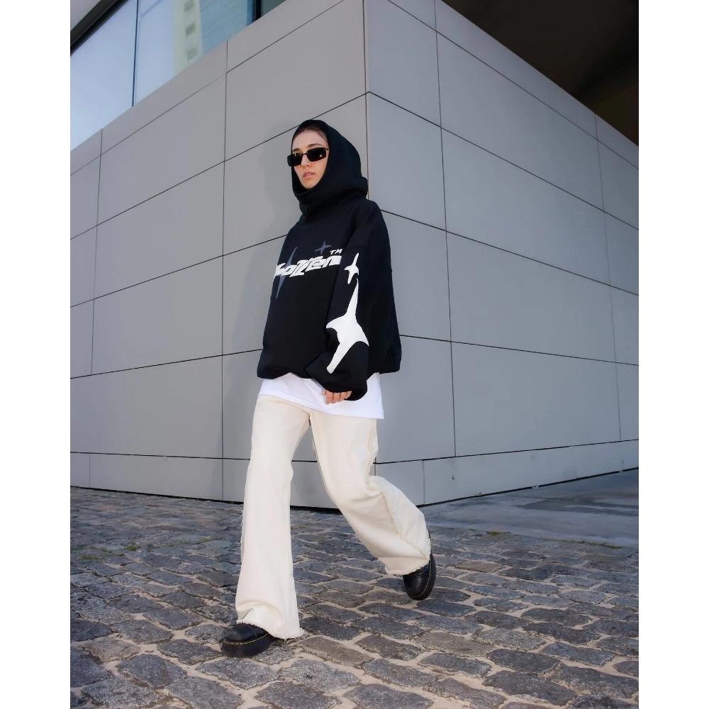 RogueWave Hip Hop Street Pár Mikina Potisk Mikina s Kapucí Volná Ležérní Mikina Tide Pánské Dámské Oblečení