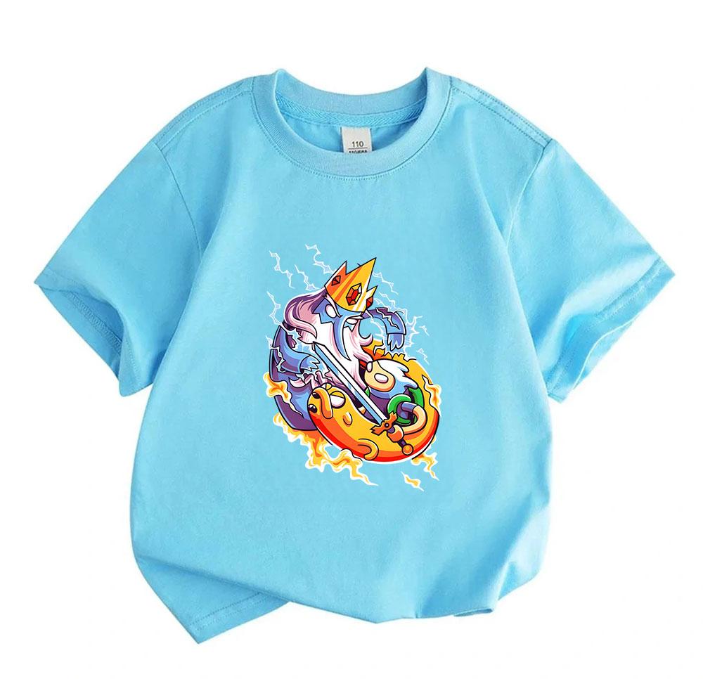 Kids Boys Girls 100% Cotton Crew Neck Short Sleeve T-Shirt, Fun Fantasy Ice King Adventure Printed Casual Lightweight Tee for Daily Wear and Summer Ou