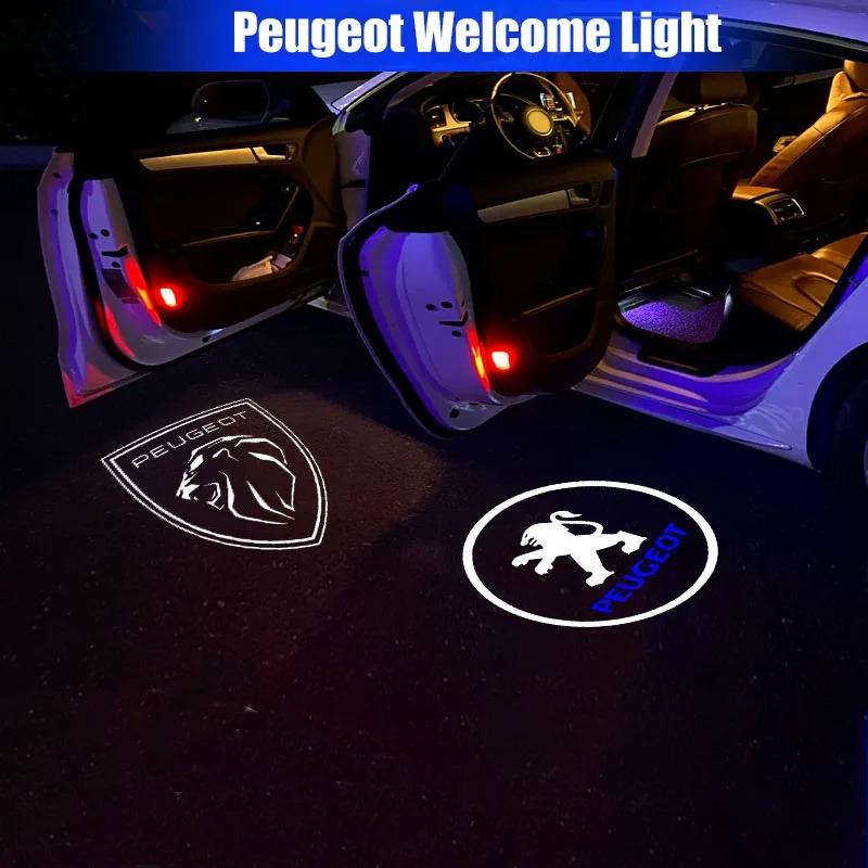 2pcs Car Door HD Projector Lamp LED Decoration Atmosphere Light For Peugeot 408 T308 5008 208 2008 3008 Landtrek Rifter 508 301