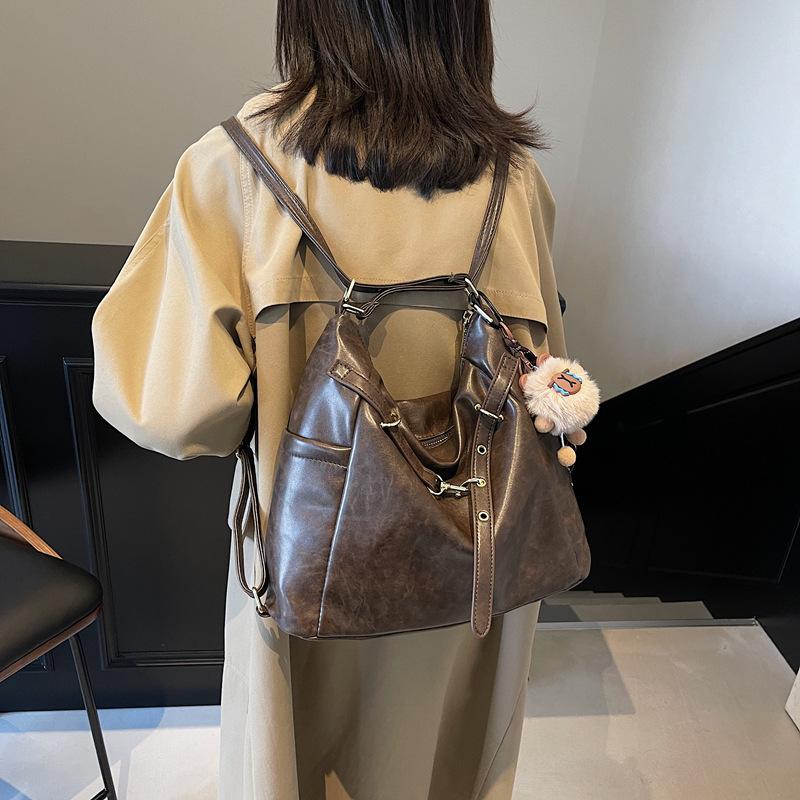 

Премиум ретро сумка-рюкзак большой вместимости женская многофункциональная сумка-мессенджер через плечо сумка-тоут no pendant темно-коричневого