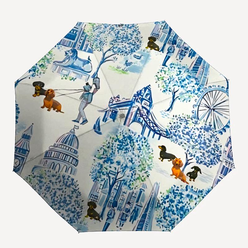 1pc London Landmarks Automatic Folding Umbrella - 8-Rib Durable Iron Frame, Compact Portable for Daily Travel Yy251205030