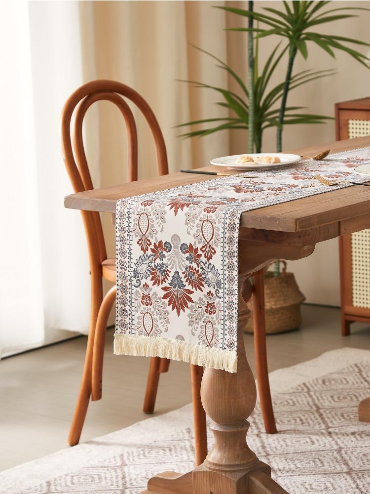 New Chinese Classical Printing Table Flag Decoration Classical Painting Table Flag Color Table Towel Household Dining Table Tea Party