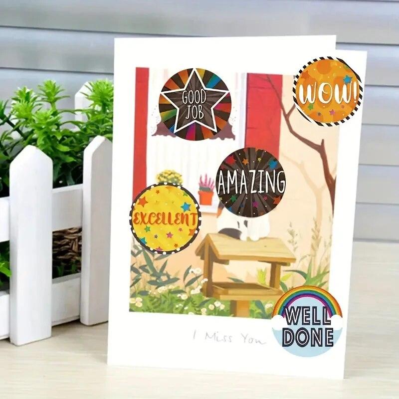 500pcs Reward Stickers, Children, Teacher, Classroom, School, Work, Study, Training Stickers, Handmade Self Adhesive Labels