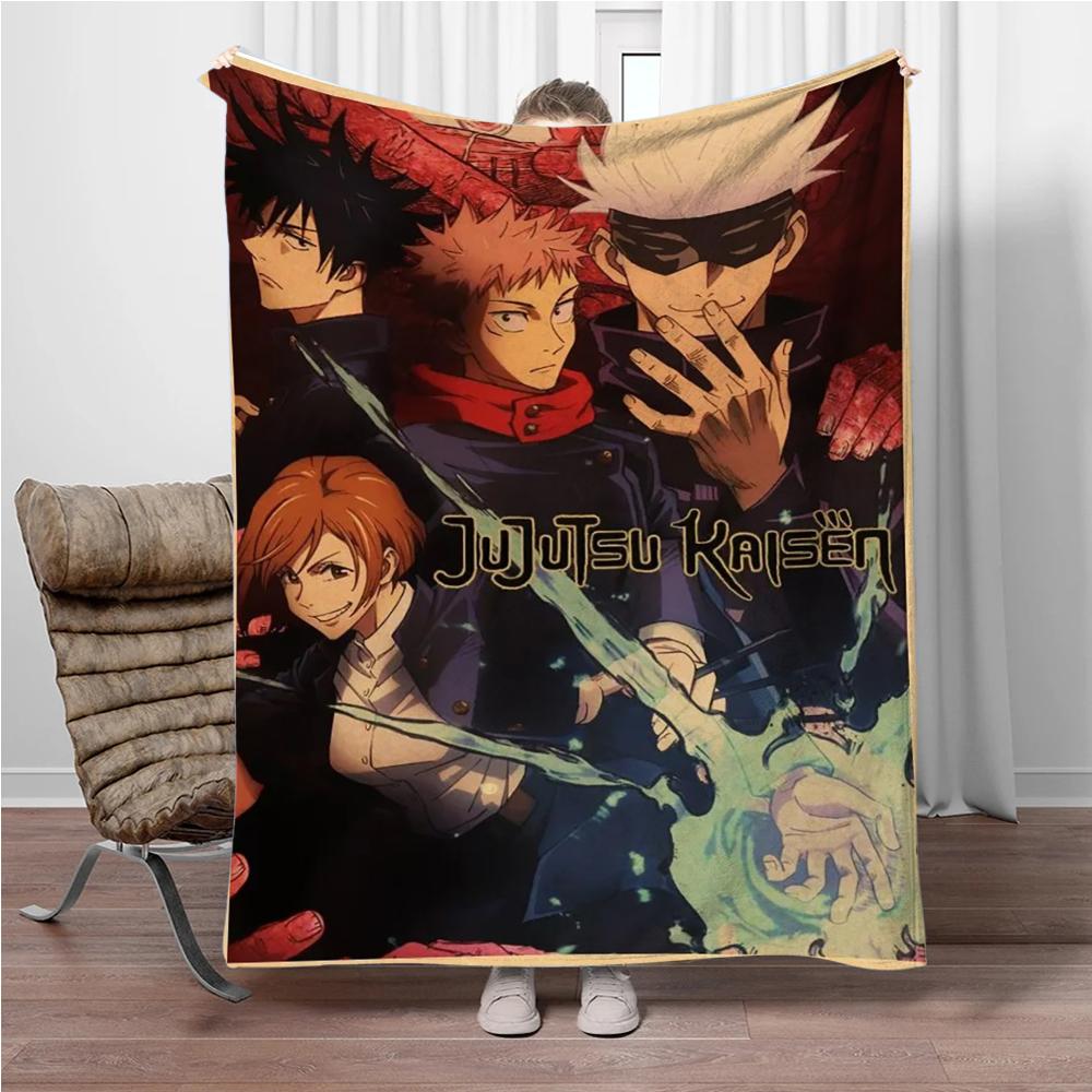 Vintage Anime J-Jujutsu-Kaisen Flannel Blankets Keep Warm Throw Blanket Comfortable Blanket for Picnic Beds Sofa Home Bedroom