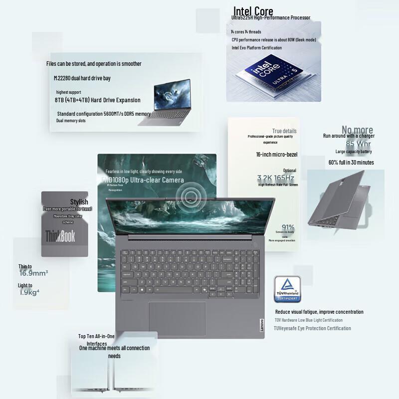 Lenovo ThinkBook 16+ 2025 Ultra-Slim Business Laptop (CN version)