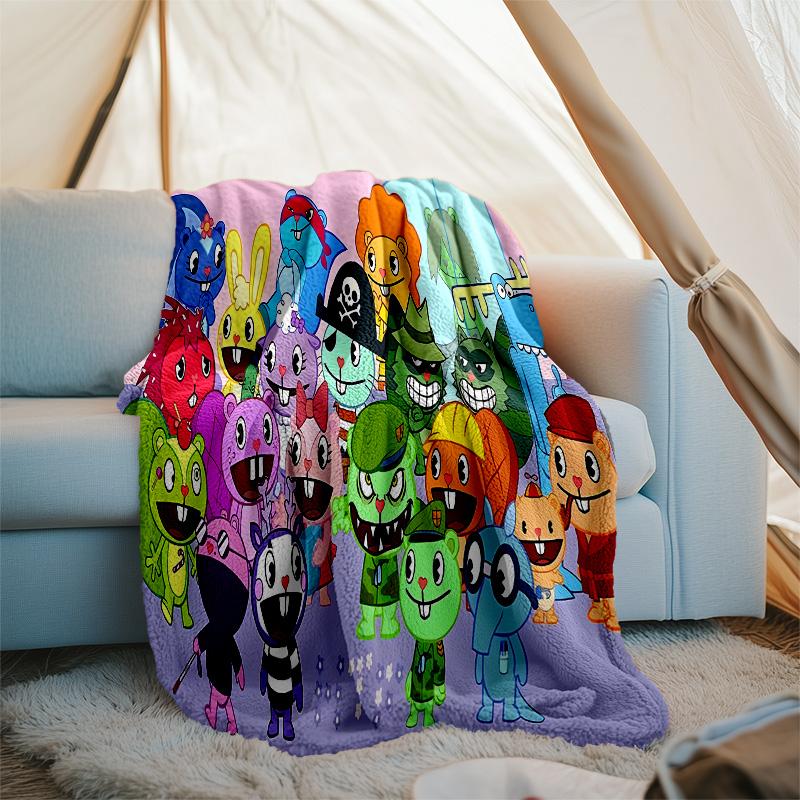 Happy Tree Friends4 printed throw blanket—lightweight,soft,warm;versatile blanket for all seasons—perfect as &air-conditioning throw,nap blanket