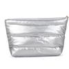 New Solid Color Cosmetic Bag Large Capacity Zipper Quilted Toiletry Pouch Fluffy Nylon Women Clutch Bag