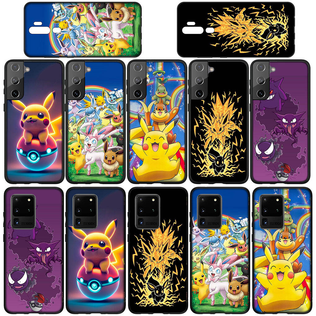 Pouzdro na telefon pro Samsung Galaxy S25 S23 S22 S24 Ultra FE Plus A05 A06 A15 A16 A36 A37 A35 A54 A55 A56 A57 A25 A53 A17 Kreslený Pokemon GO Pikachu Kryt