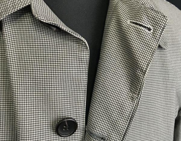 PS Paul Smith / Cotton Balmacaan Coat / Outerwear [Men's L / Black & White Houndstooth] Polyurethane Coated / Authorized Dealer Tag(USED)
