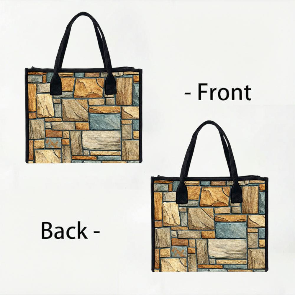 Retro Stone Pattern Shoulder Bag Fashion Casual Tote Purse