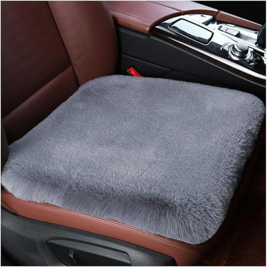 Sheepskin Car Seat Cushion, Comfortable Soft Fur Wool Auto Front Seat Cover, Vehicle Seat Protector Pad For Warm Winter Office Chair, Universal Decor