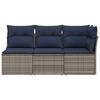Garden Sofa with Cushions 3 Seater Grey Poly Rattan