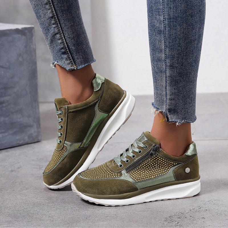 Mode Neue Damen-Sneaker Luxus Kristall Causal Schuhe Damen Plateau Sportschuhe Mode Übergröße Damen Keilabsatz-Sneaker tenis Schuhe