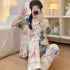 Trendy Vintage Funny Graffiti Print Women's Pajamas Harajuku Y2k Fashion Clouds Cotton Nightwear Autumn Winter New Homewear