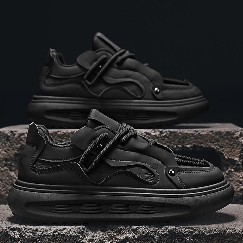 

Men s shoes autumn new fashion breathable leather surface casual sports little white shoes platform retro board shoes daddy trendy shoes 39 чёрный