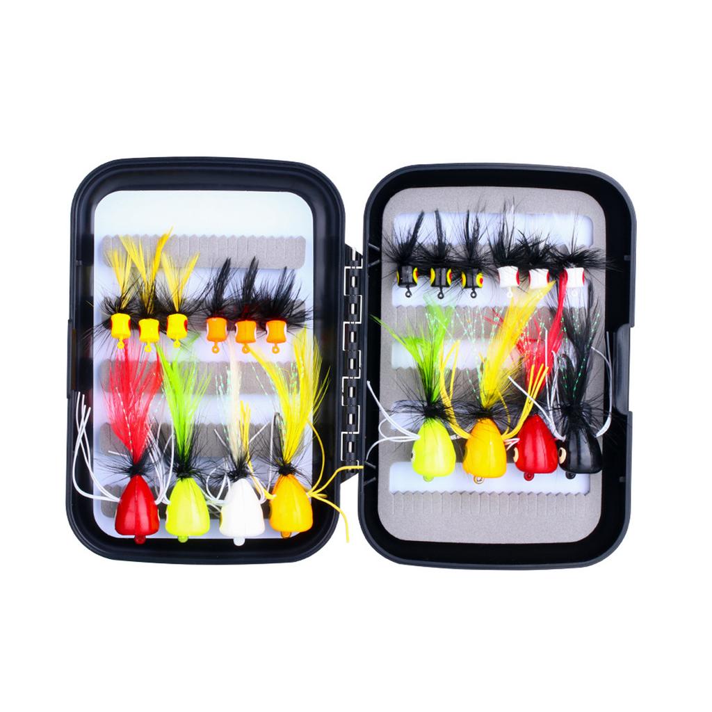 20pcs Fly Fishing Lures Fishing Popper Realistic Outdoor Fishing Lures with Hooks for Salmon Bass Pa