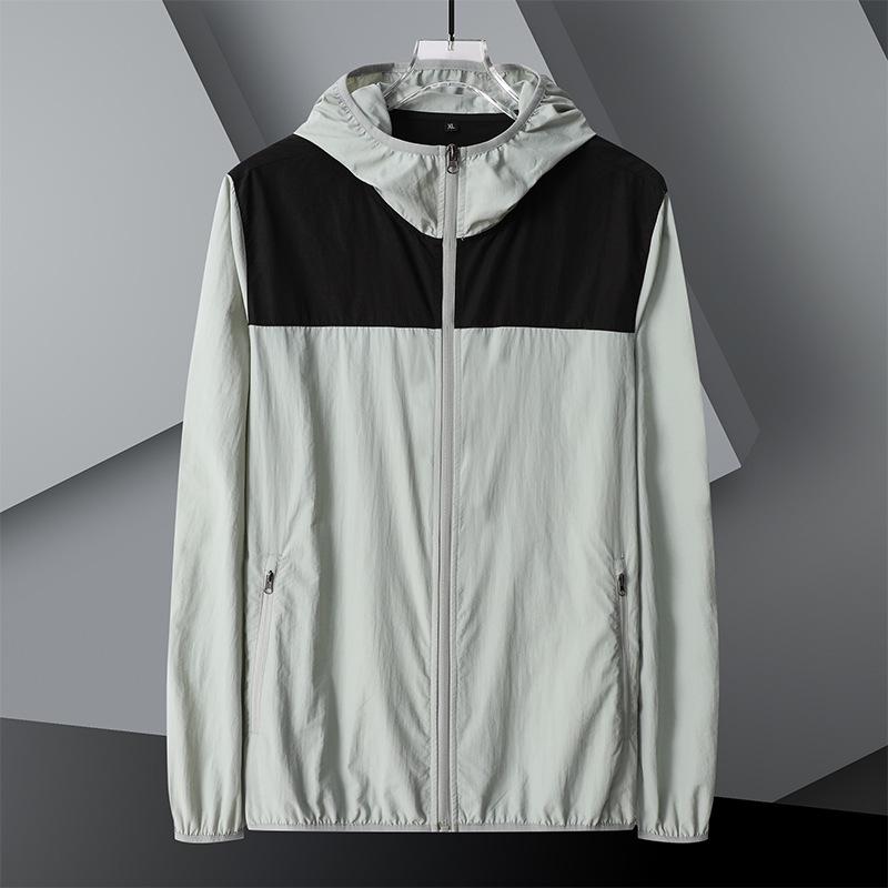 

Men s Quick-Dry Sun Protection Hooded Jacket - Summer Loose Fit, Plus Size. 3XL зелений