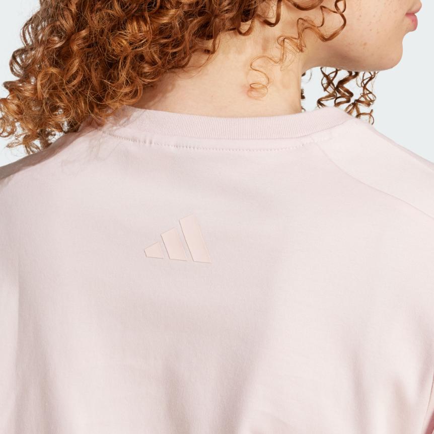 Adidas Cat Patch T-Shirt Sports Casual Round Neck Short Sleeve Women Tops Light-Pink JV8514